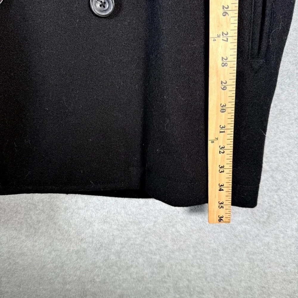 Eddie Bauer Peacoat Men's Large Tall LT Black Wool Double-Breasted Notch Lapel‎
